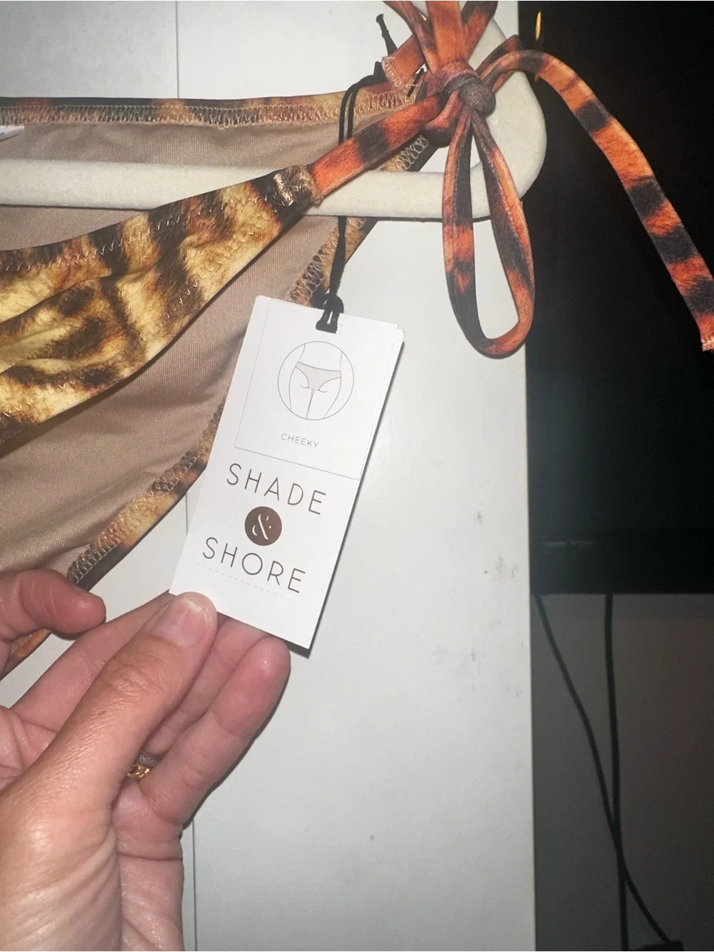Shade & Shore Cheeky String Bikini Bottoms In Animal Print - Picture 3 of 7